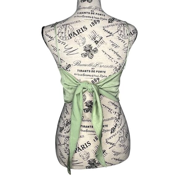 Out From Under (L) Satin Tie Back Crop Top Urban Outfitters Camisole Square Neck - Picture 3 of 8